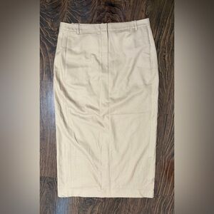 Theory Beige Camel Maxi Pencil Wool Blend Khaki Straight Flannel Skirt Size 8